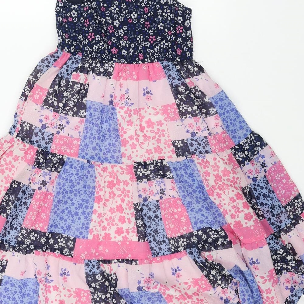 George Girls Multicoloured Floral Polyester Fit & Flare Size 4-5 Years Square Neck Pullover