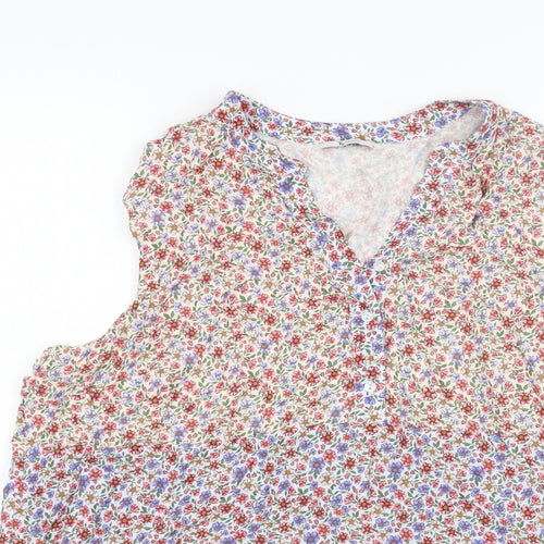 TU Womens Multicoloured Floral Viscose Basic Blouse Size 18 V-Neck