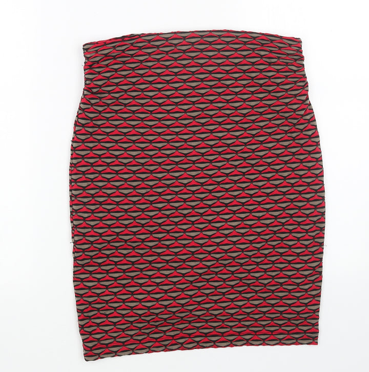 Preworn Womens Pink Geometric Polyester Straight & Pencil Skirt Size 30 in