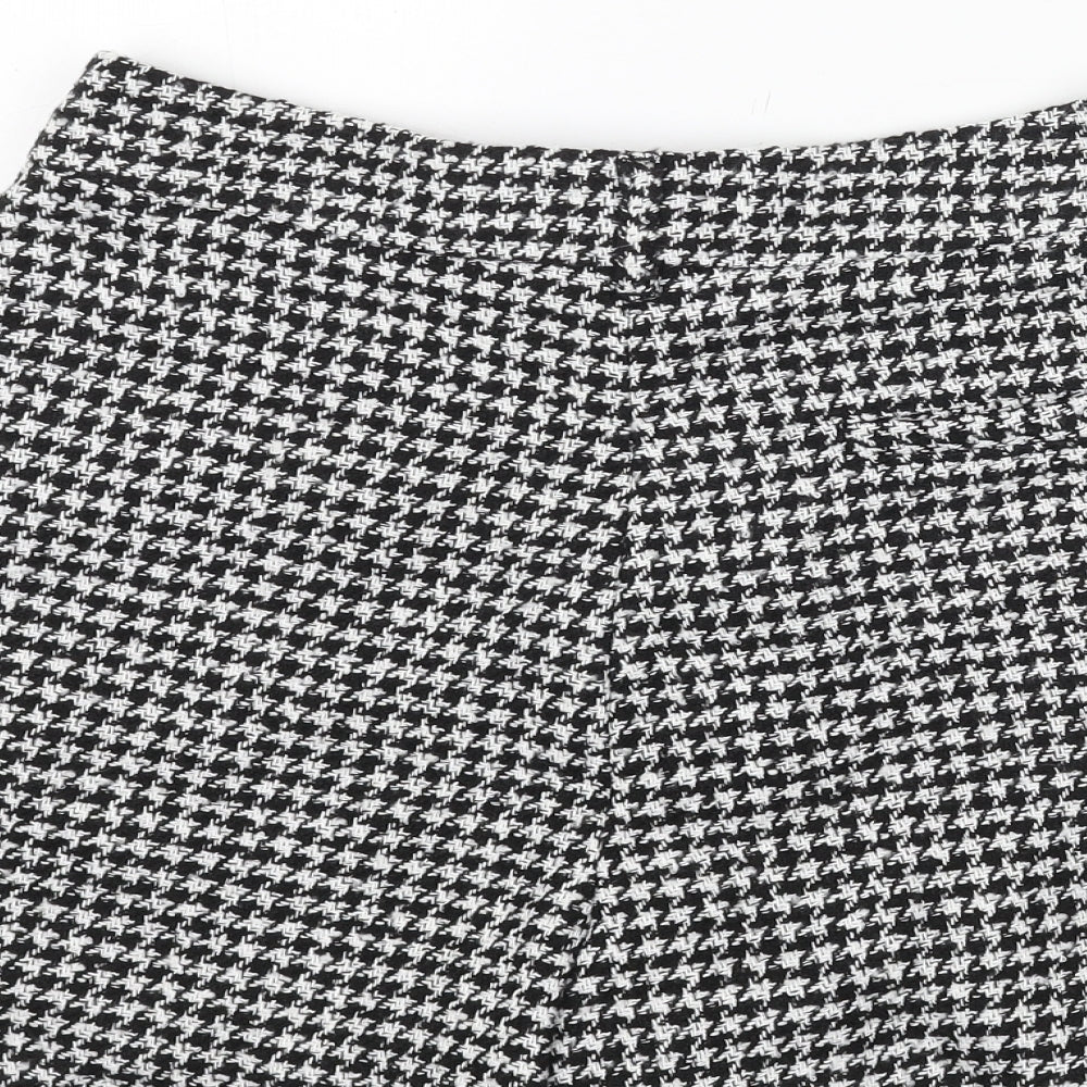 New Look Womens Black Houndstooth Polyester Hot Pants Shorts Size 14 Regular Zip