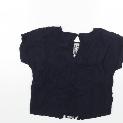 Only Womens Black Viscose Basic Blouse Size 6 Round Neck
