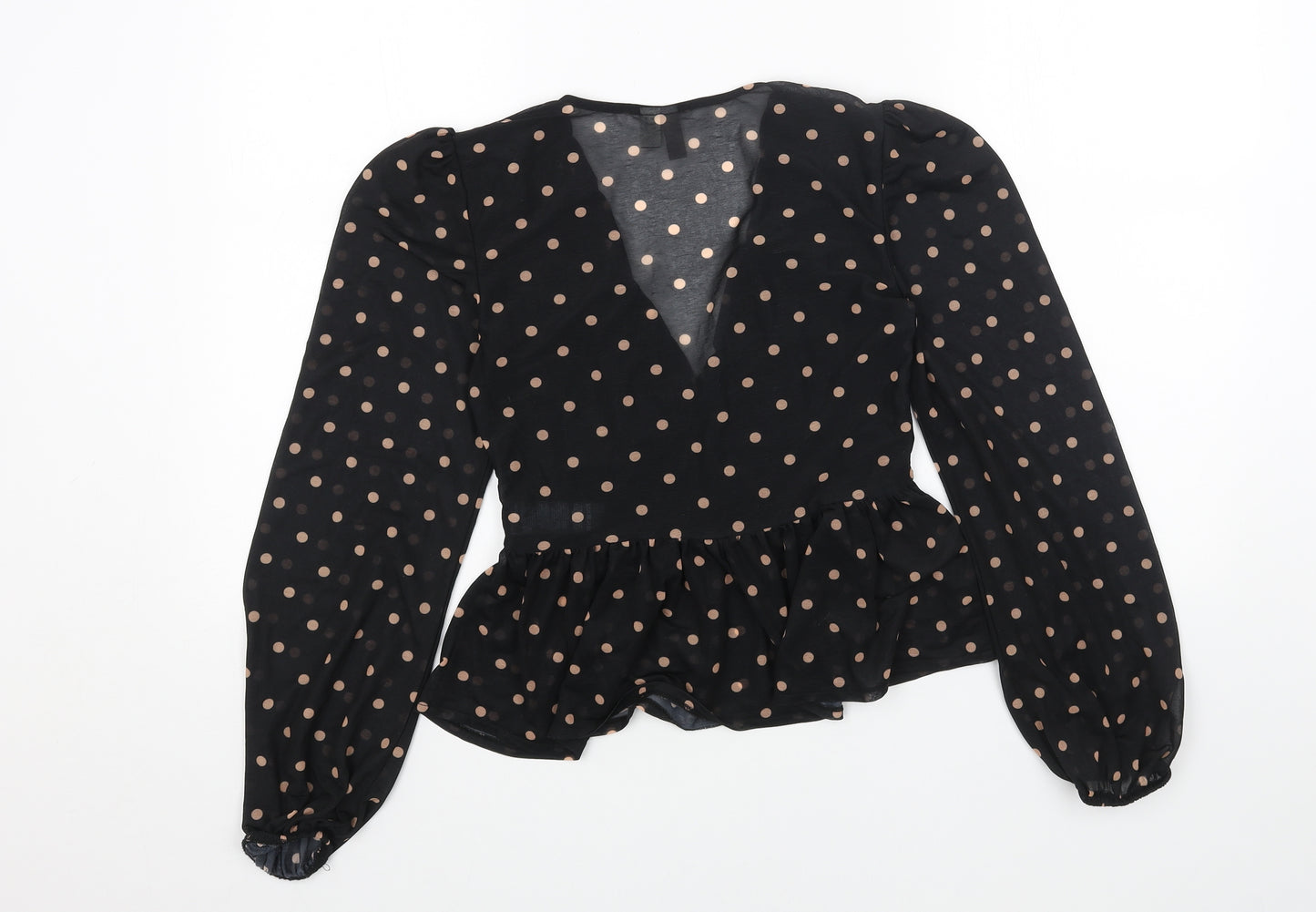 ASOS Womens Black Polka Dot Polyester Basic Blouse Size 6 V-Neck