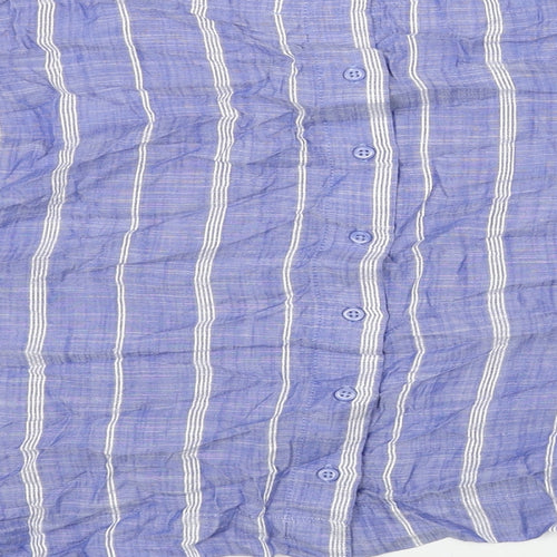 Marks and Spencer Womens Blue Striped Viscose Basic Blouse Size 12 Round Neck