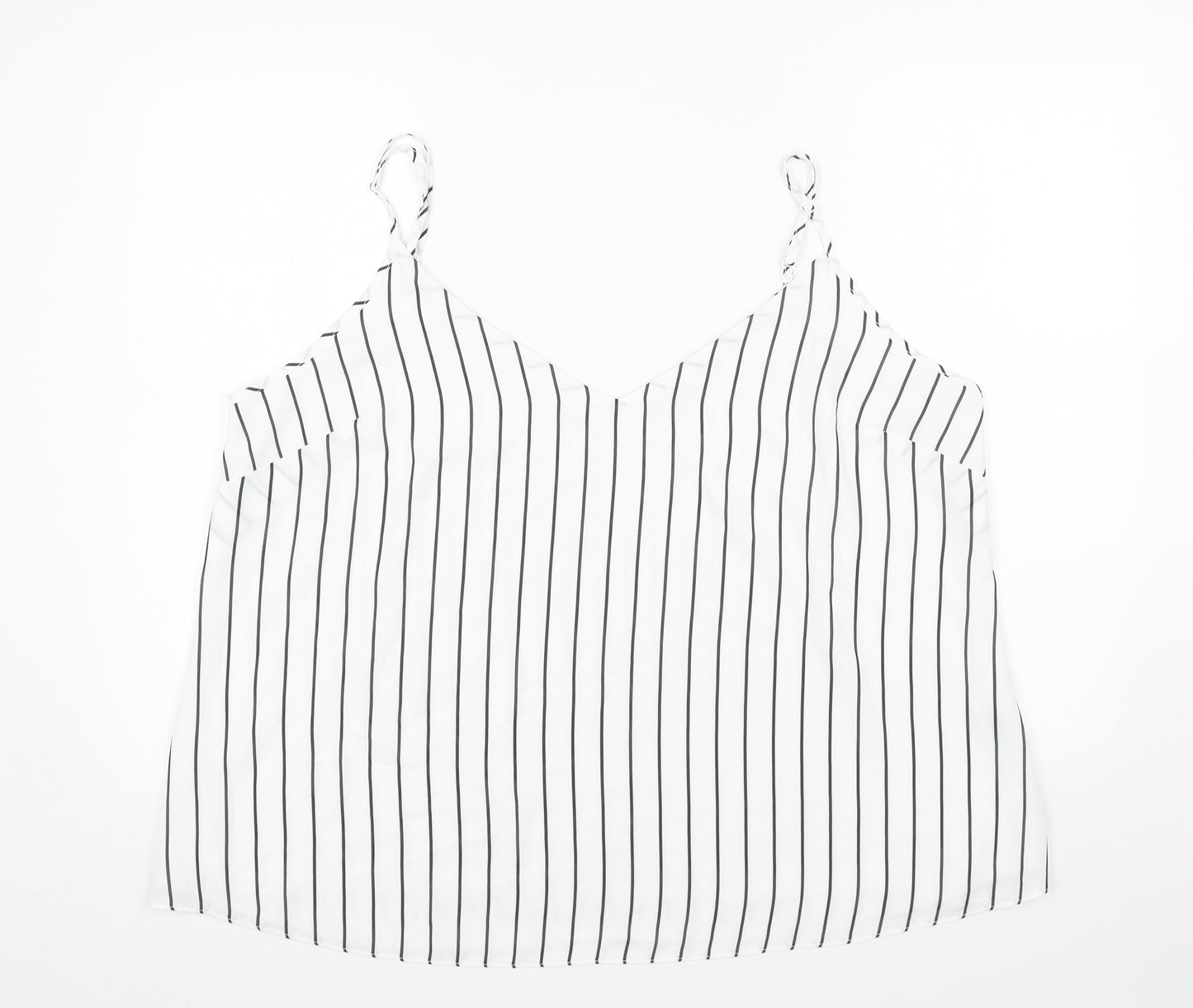 ASOS Womens White Striped Polyester Camisole Tank Size 20 V-Neck