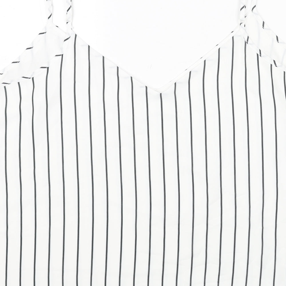 ASOS Womens White Striped Polyester Camisole Tank Size 20 V-Neck