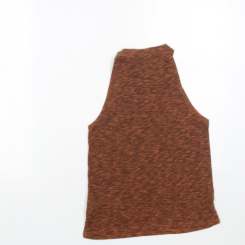 Topshop Womens Orange Polyester Basic Tank Size 10 Round Neck