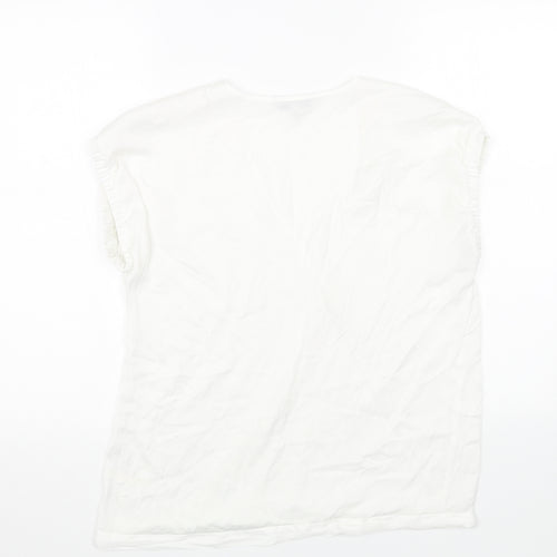 NEXT Womens White Polyester Basic Blouse Size 10 V-Neck