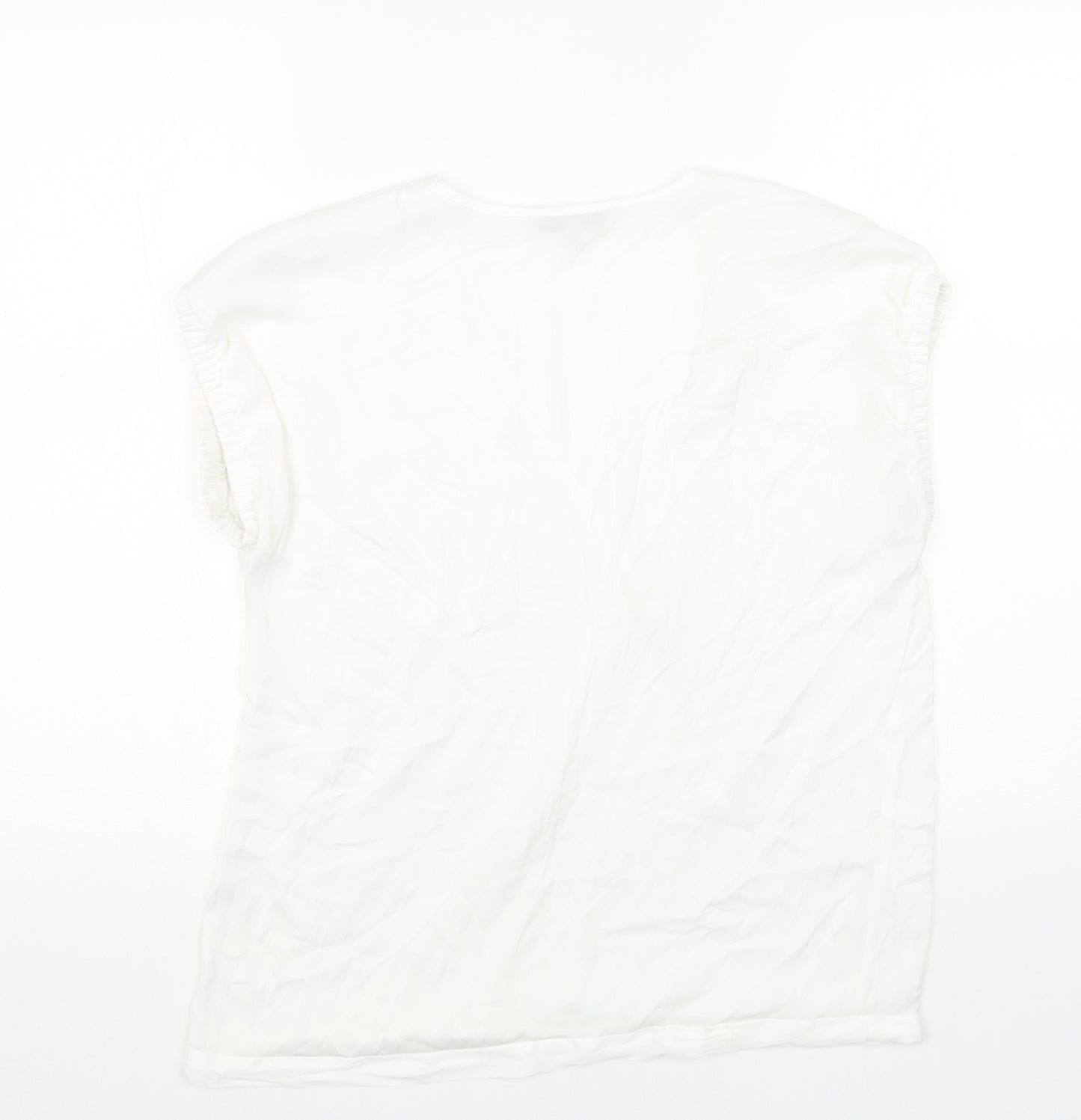 NEXT Womens White Polyester Basic Blouse Size 10 V-Neck