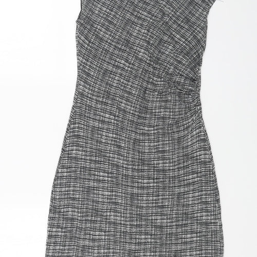 LOFT Womens Black Geometric Viscose A-Line Size S Boat Neck Pullover