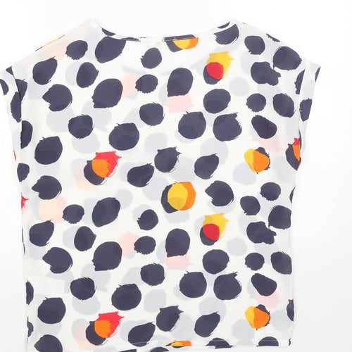 SWEET MISS Womens White Geometric Polyester Basic Blouse Size M Scoop Neck