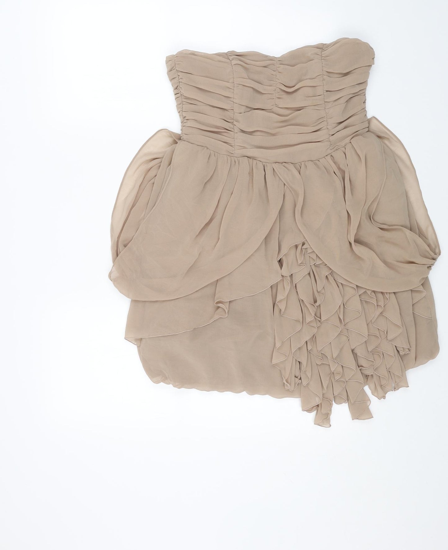 H&M Womens Beige Polyester Ball Gown Size 12 Sweetheart Zip