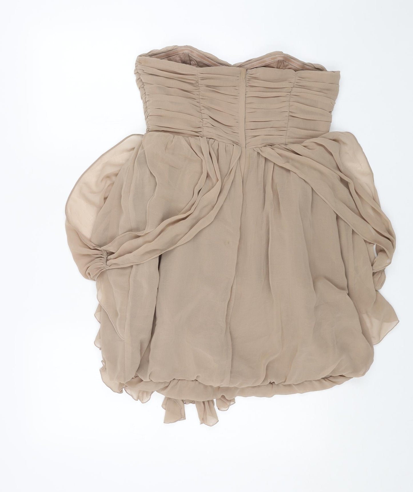 H&M Womens Beige Polyester Ball Gown Size 12 Sweetheart Zip