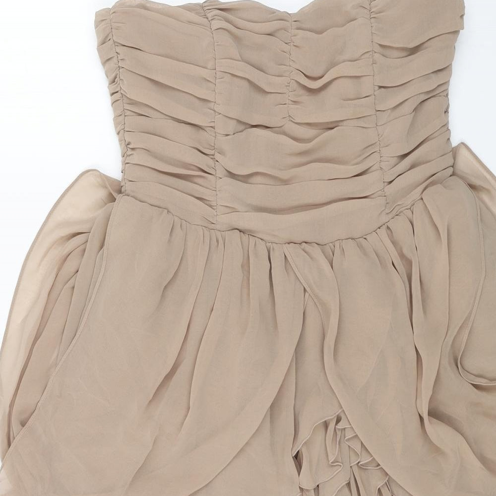 H&M Womens Beige Polyester Ball Gown Size 12 Sweetheart Zip