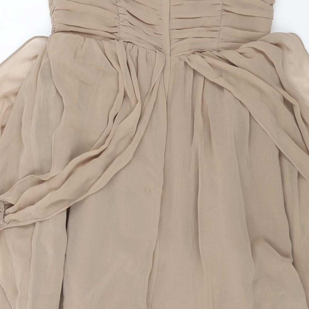 H&M Womens Beige Polyester Ball Gown Size 12 Sweetheart Zip
