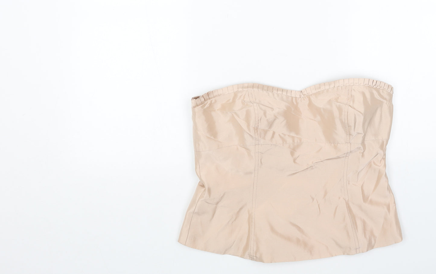 Whistles Womens Beige Acetate Cropped Blouse Size 14 Off the Shoulder