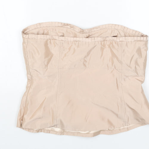 Whistles Womens Beige Acetate Cropped Blouse Size 14 Off the Shoulder