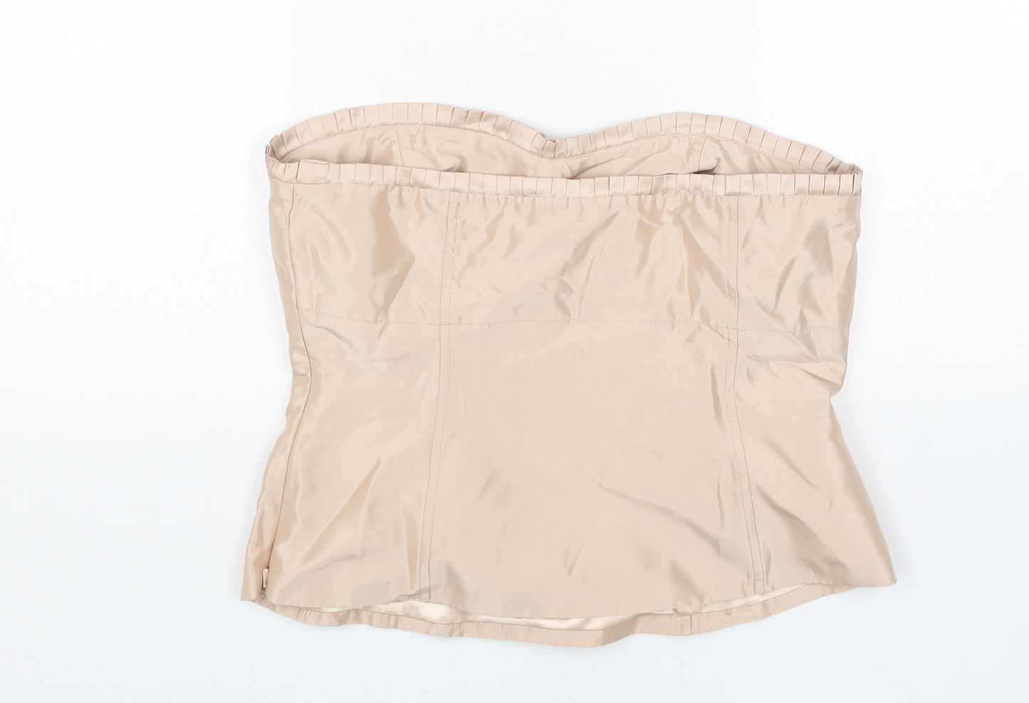 Whistles Womens Beige Acetate Cropped Blouse Size 14 Off the Shoulder