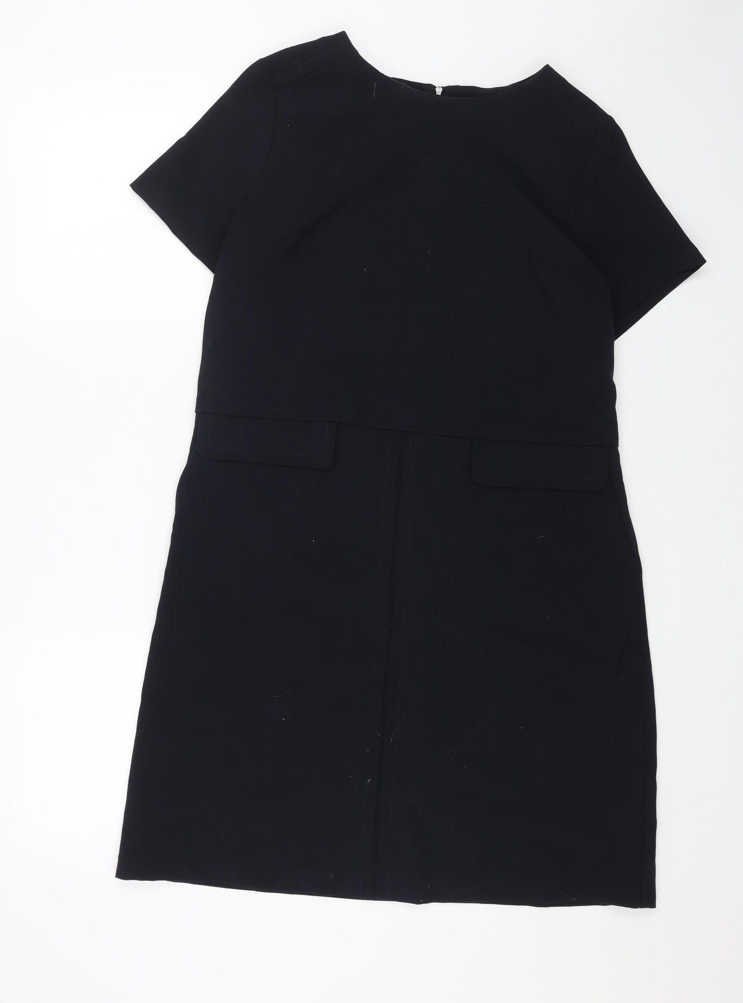 NEXT Womens Blue Polyester A-Line Size 14 Round Neck Zip