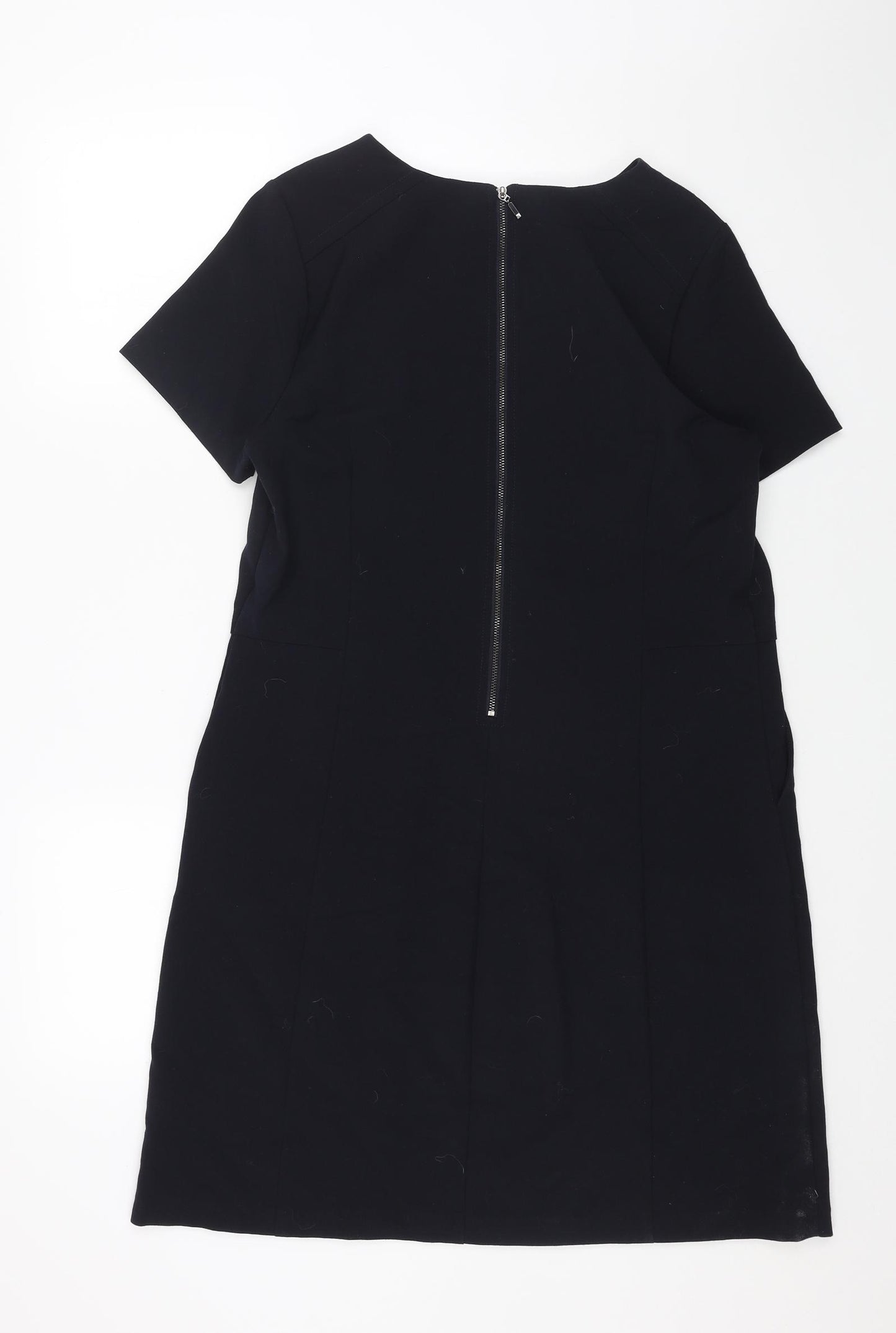 NEXT Womens Blue Polyester A-Line Size 14 Round Neck Zip
