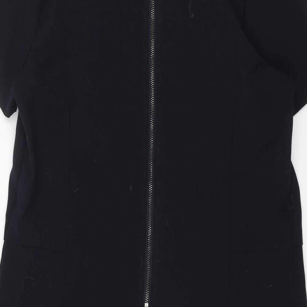 NEXT Womens Blue Polyester A-Line Size 14 Round Neck Zip