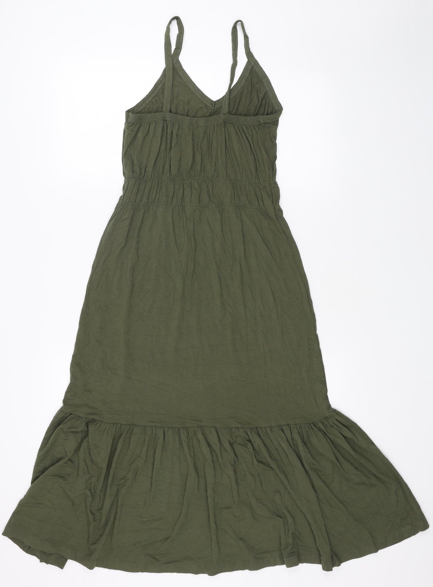 Peacocks Womens Green Viscose Slip Dress Size 8 V-Neck Pullover