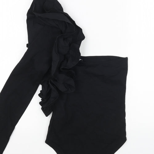 Zara Womens Black Cotton Bodysuit One-Piece Size S Snap