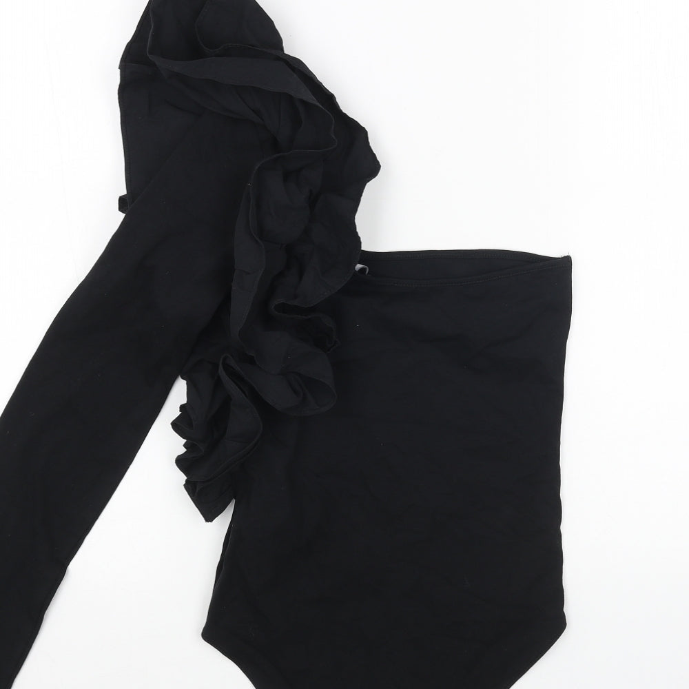 Zara Womens Black Cotton Bodysuit One-Piece Size S Snap