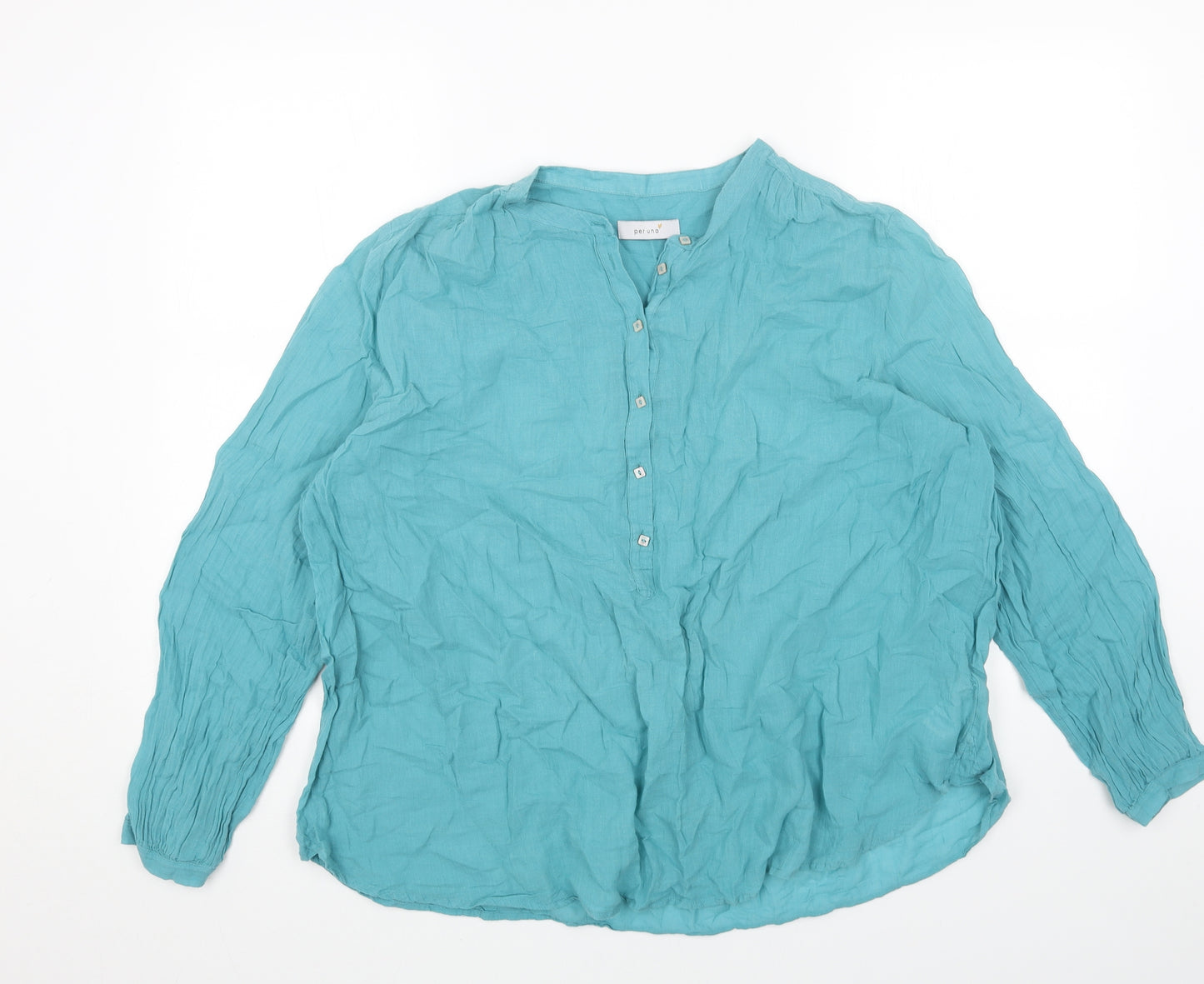 Per Una Womens Blue Cotton Basic Blouse Size 18 V-Neck