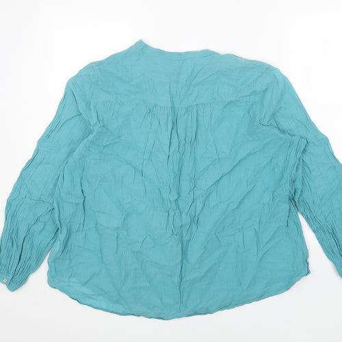 Per Una Womens Blue Cotton Basic Blouse Size 18 V-Neck