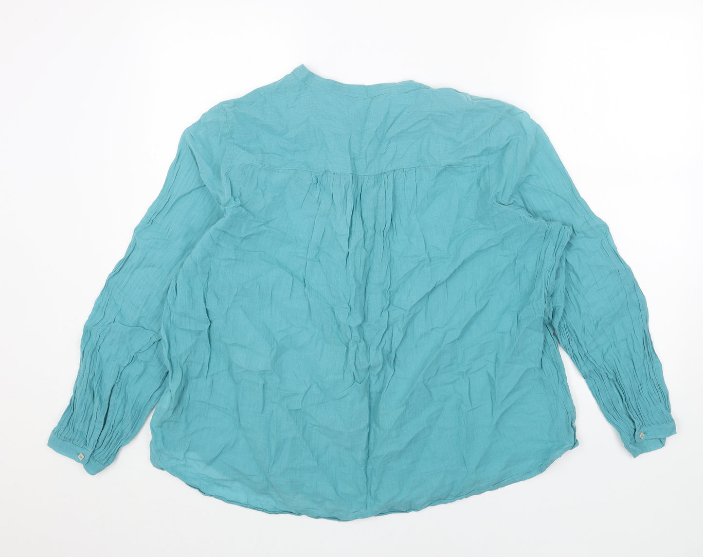 Per Una Womens Blue Cotton Basic Blouse Size 18 V-Neck