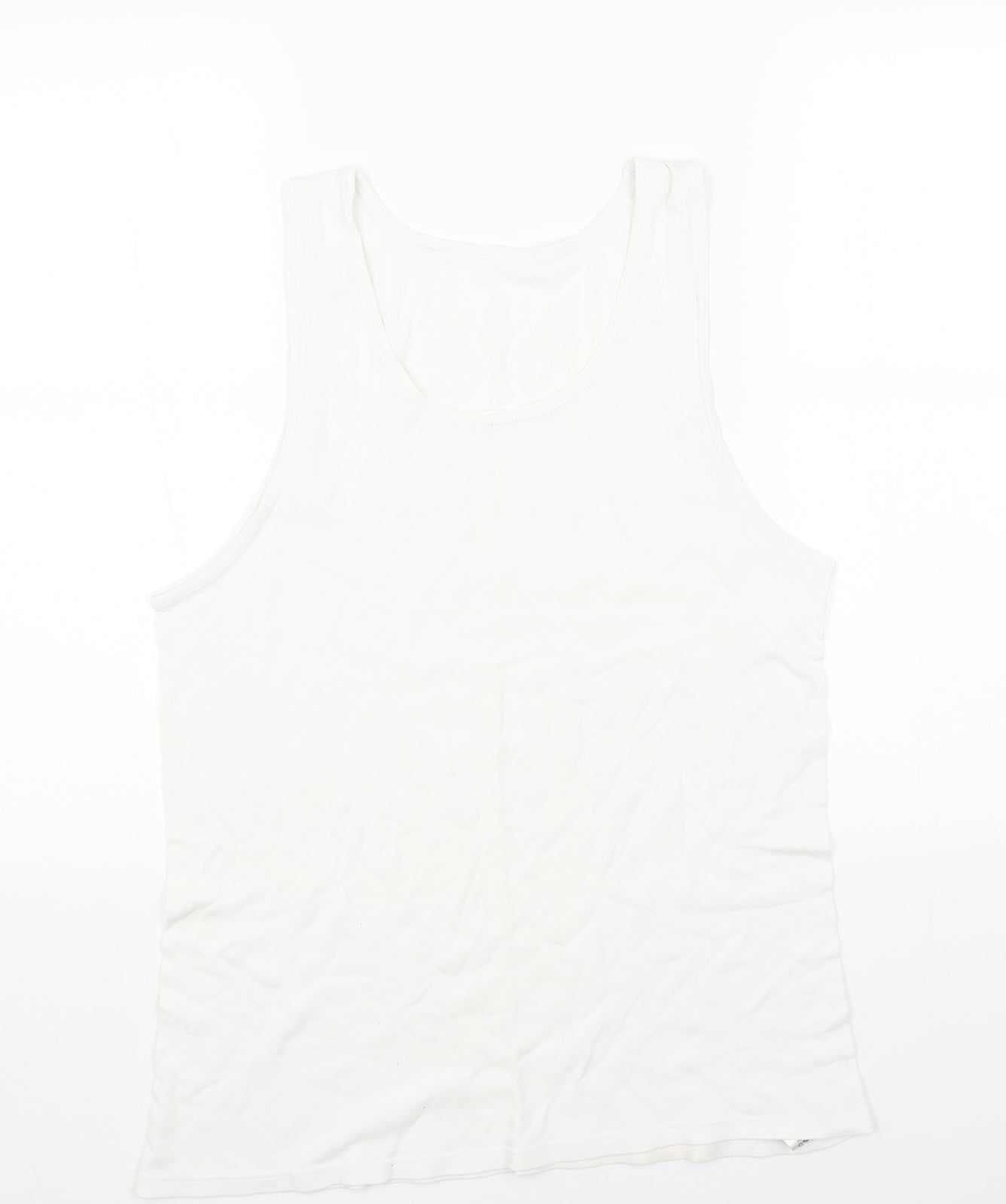Marks and Spencer Womens White Cotton Basic Tank Size M Round Neck