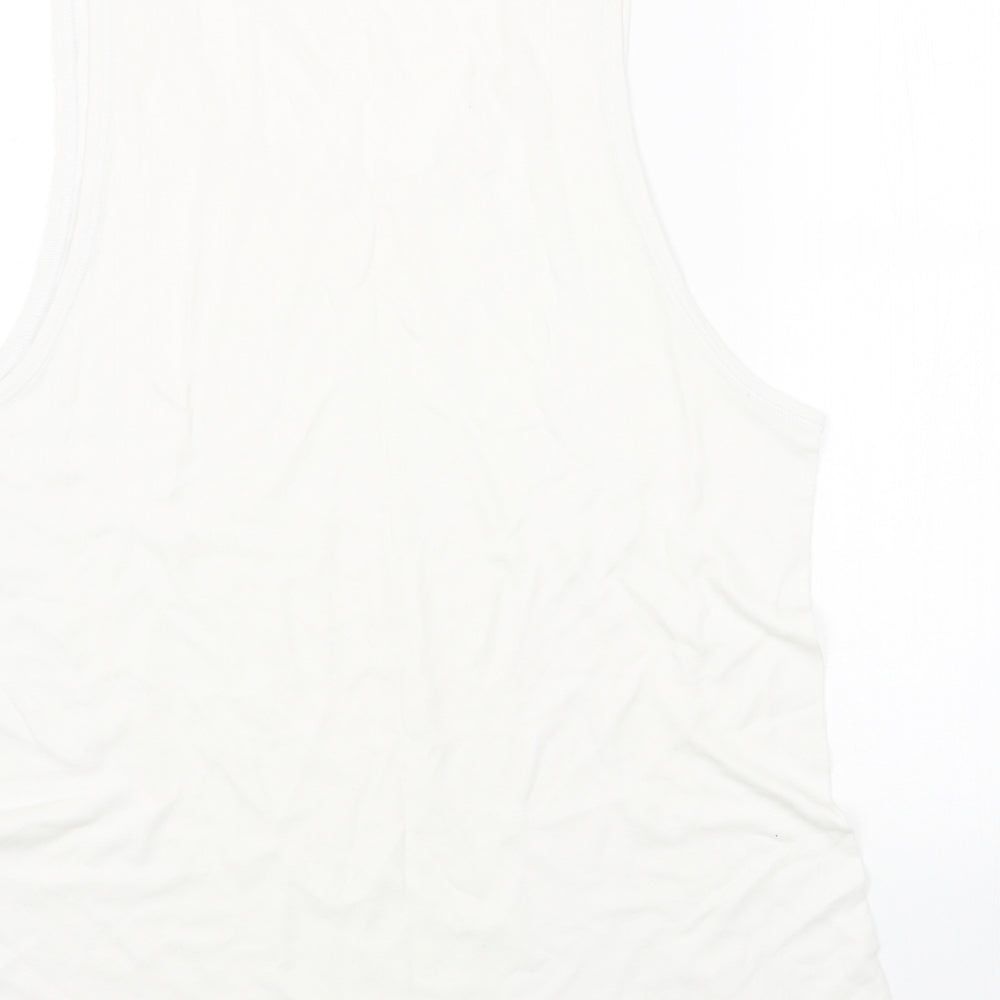Marks and Spencer Womens White Cotton Basic Tank Size M Round Neck