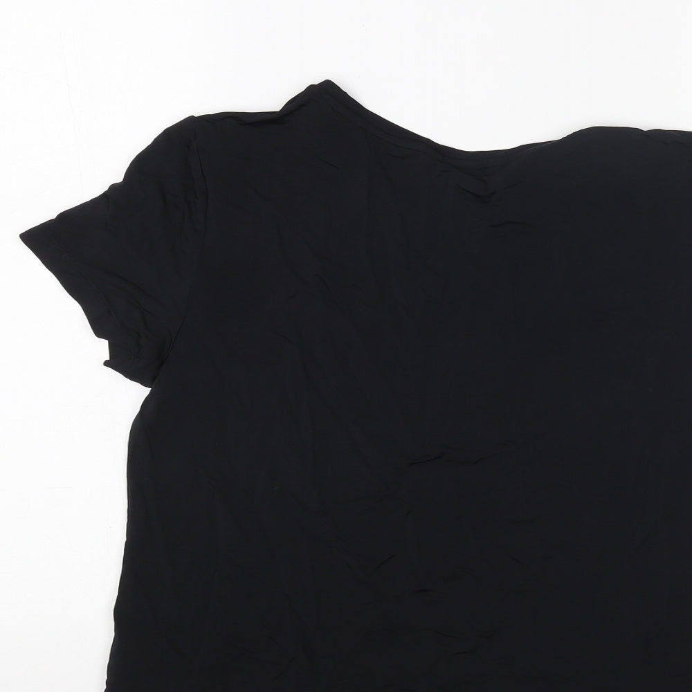 H&M Womens Black Viscose Basic T-Shirt Size XS Round Neck