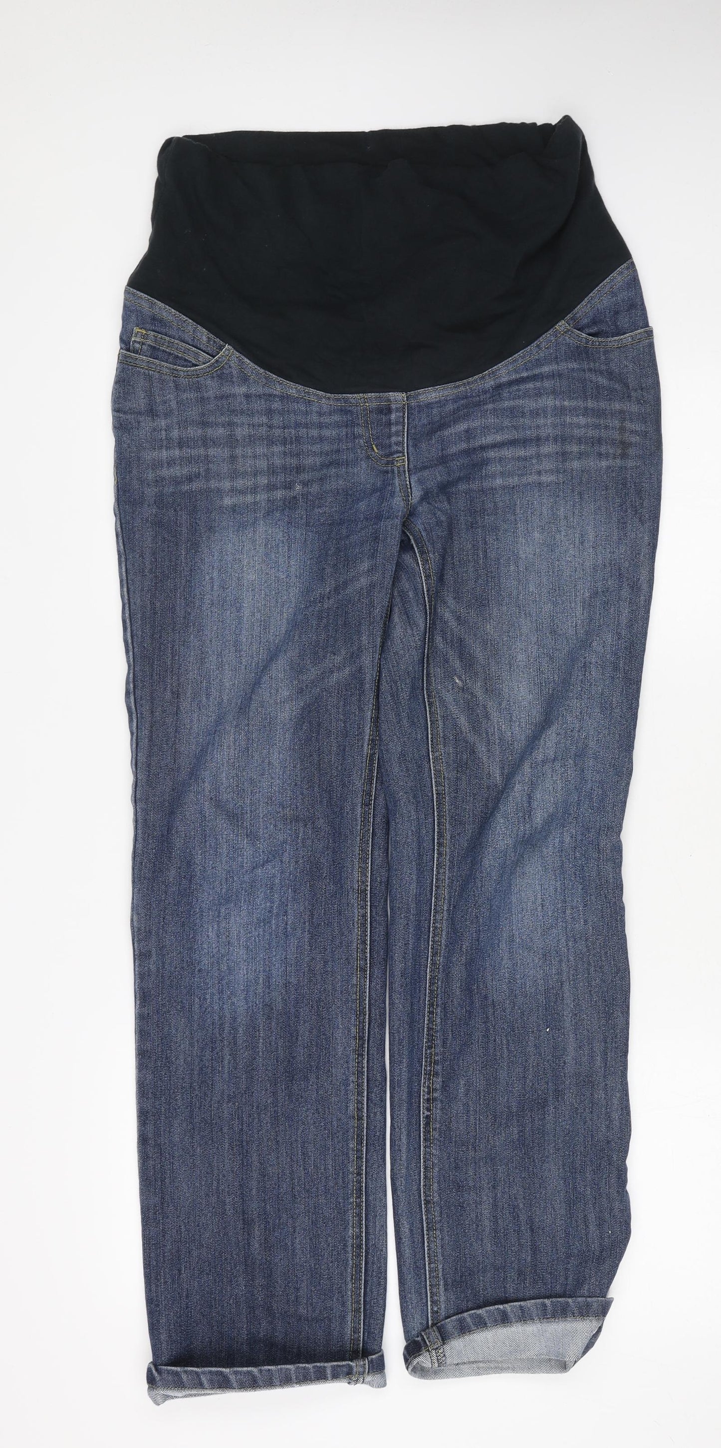 JoJo Maman Womens Blue Cotton Straight Jeans Size 10 L29 in Regular
