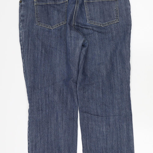 JoJo Maman Womens Blue Cotton Straight Jeans Size 10 L29 in Regular