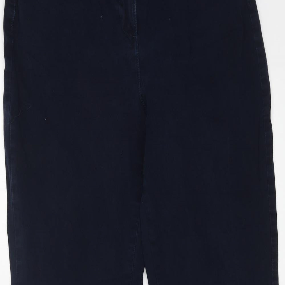 Marks and Spencer Womens Blue Cotton Straight Jeans Size 14 L28 in Regular Button