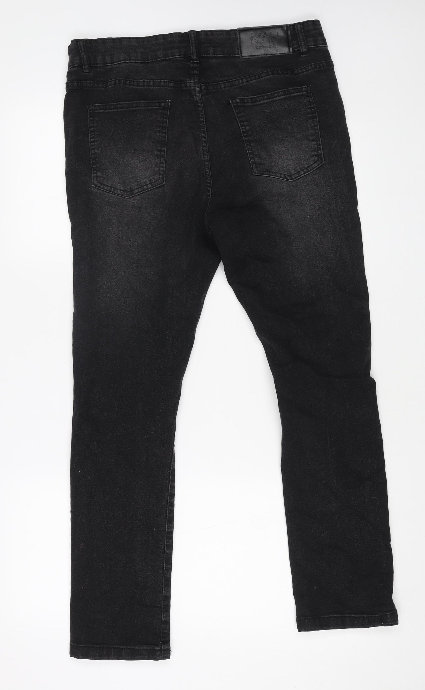 Boohoo Man Mens Black Cotton Straight Jeans Size 36 in L28 in Regular Button