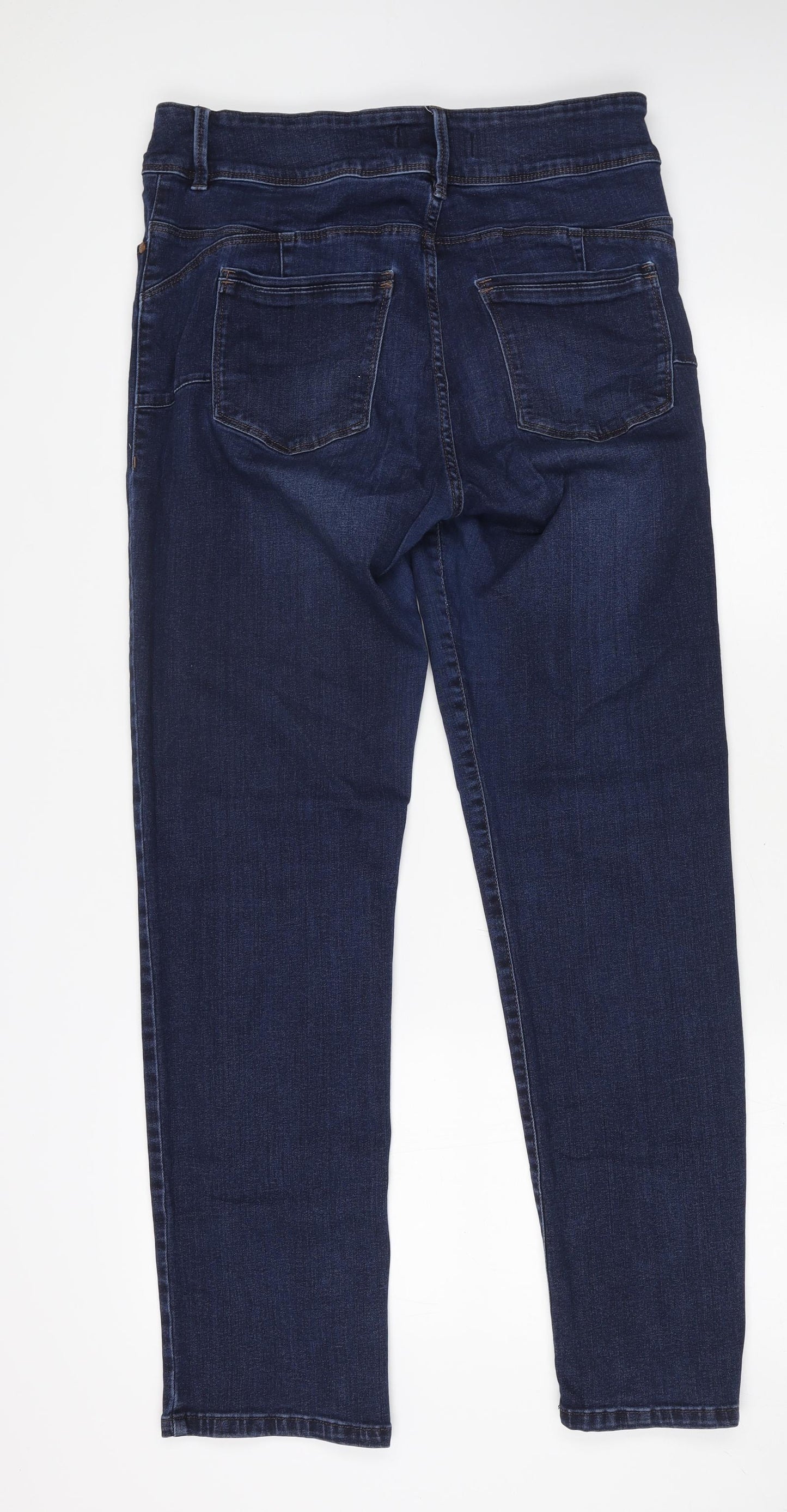 NEXT Womens Blue Cotton Straight Jeans Size 16 L31 in Regular Button