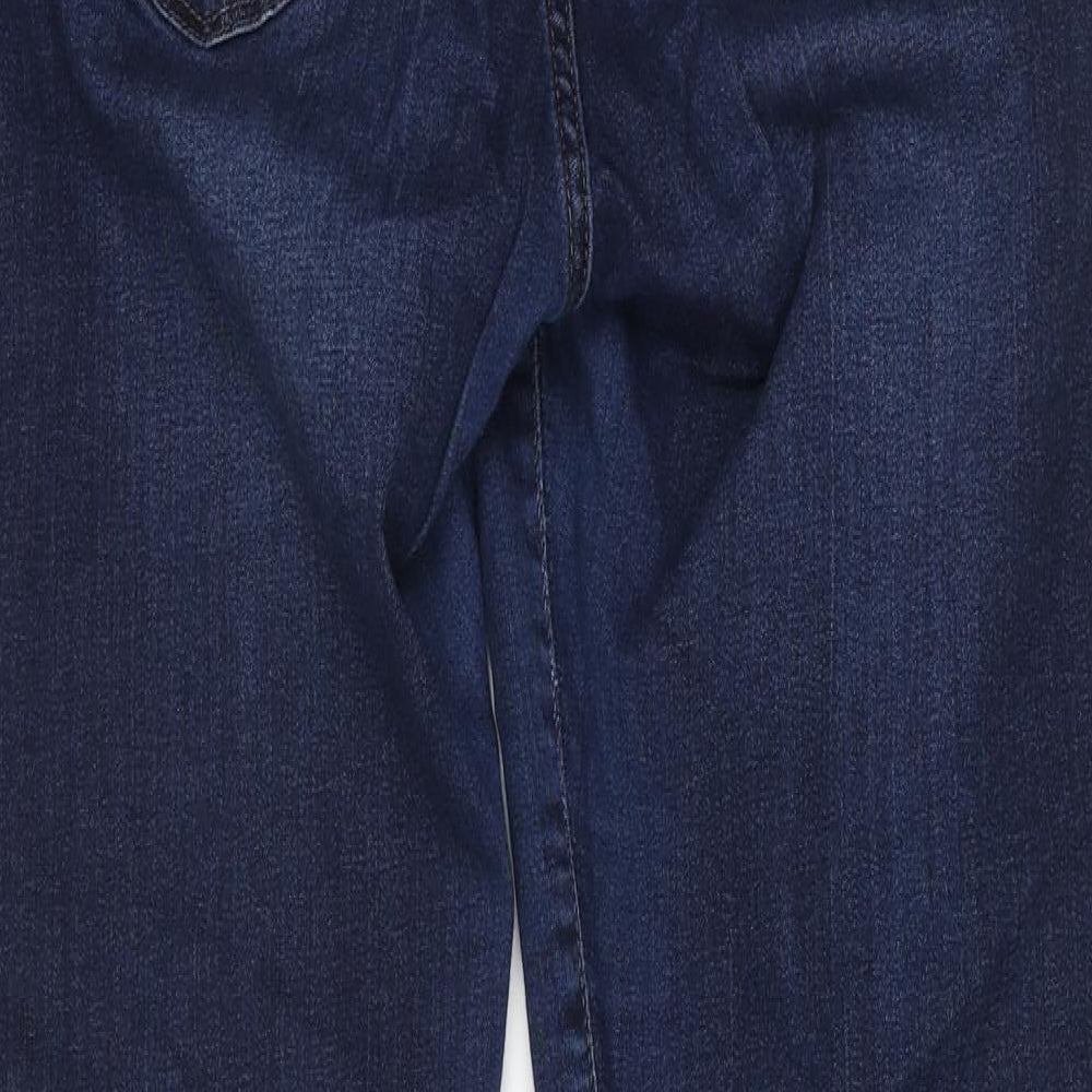 NEXT Womens Blue Cotton Straight Jeans Size 16 L31 in Regular Button