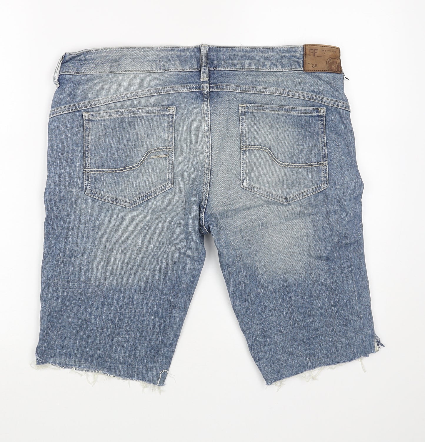 Fat Face Womens Blue Cotton Boyfriend Shorts Size 14 L12 in Regular Button