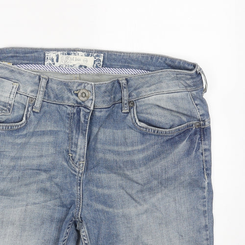 Fat Face Womens Blue Cotton Boyfriend Shorts Size 14 L12 in Regular Button