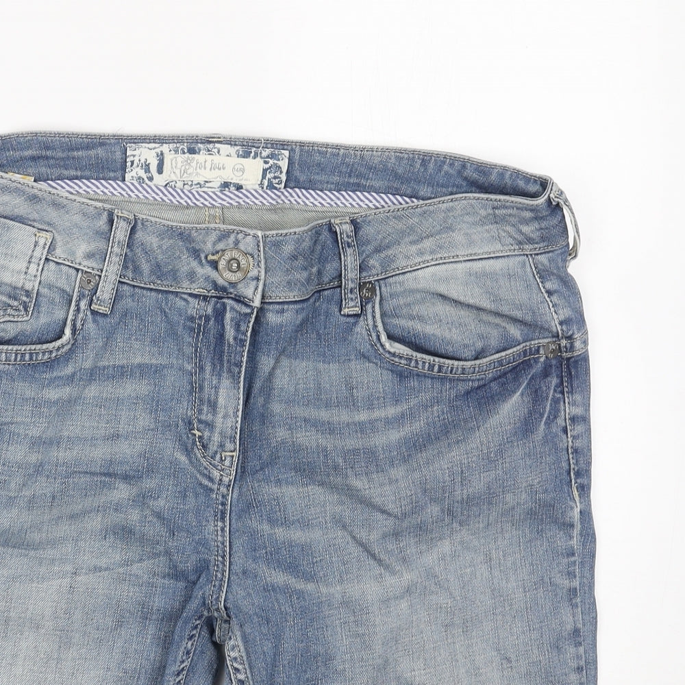 Fat Face Womens Blue Cotton Boyfriend Shorts Size 14 L12 in Regular Button