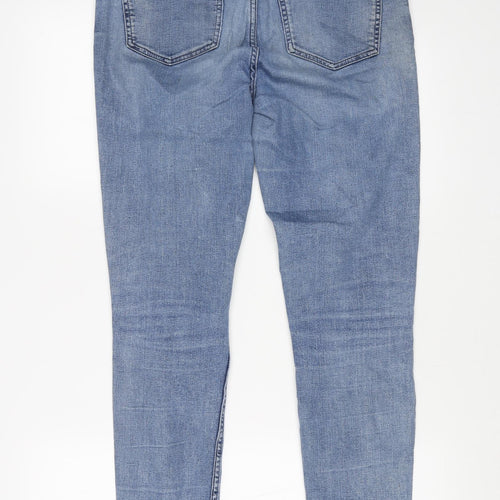 Marks and Spencer Womens Blue Cotton Skinny Jeans Size 12 L28 in Regular Button