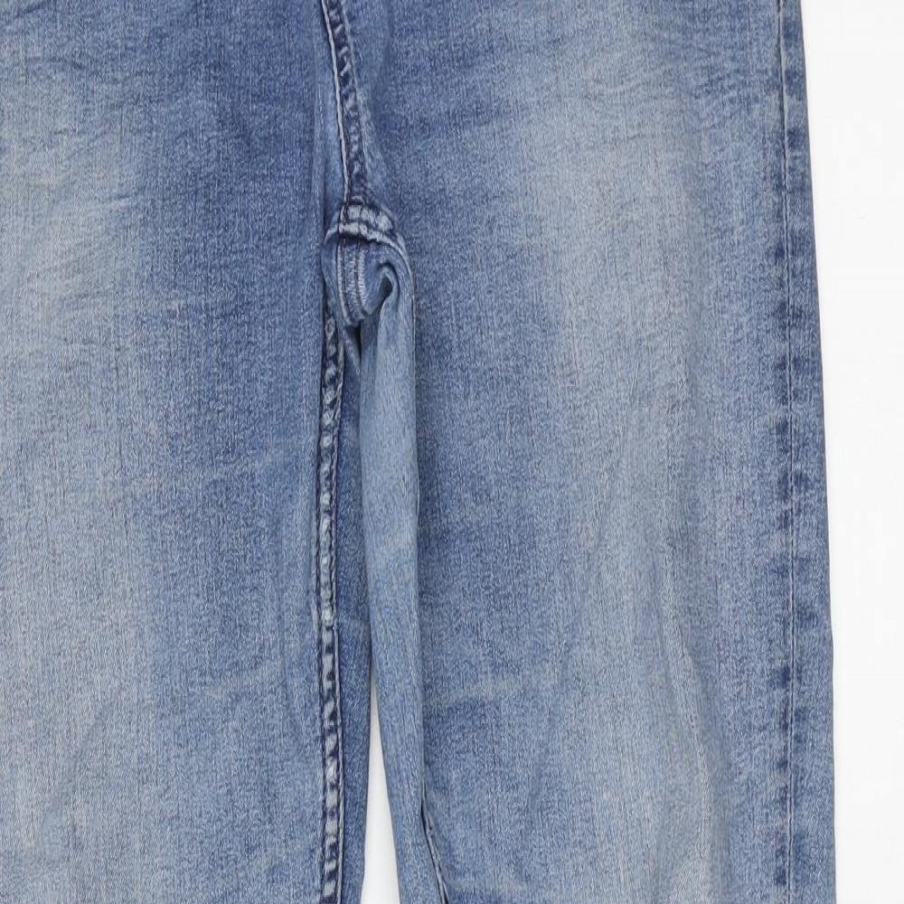 Marks and Spencer Womens Blue Cotton Skinny Jeans Size 12 L28 in Regular Button
