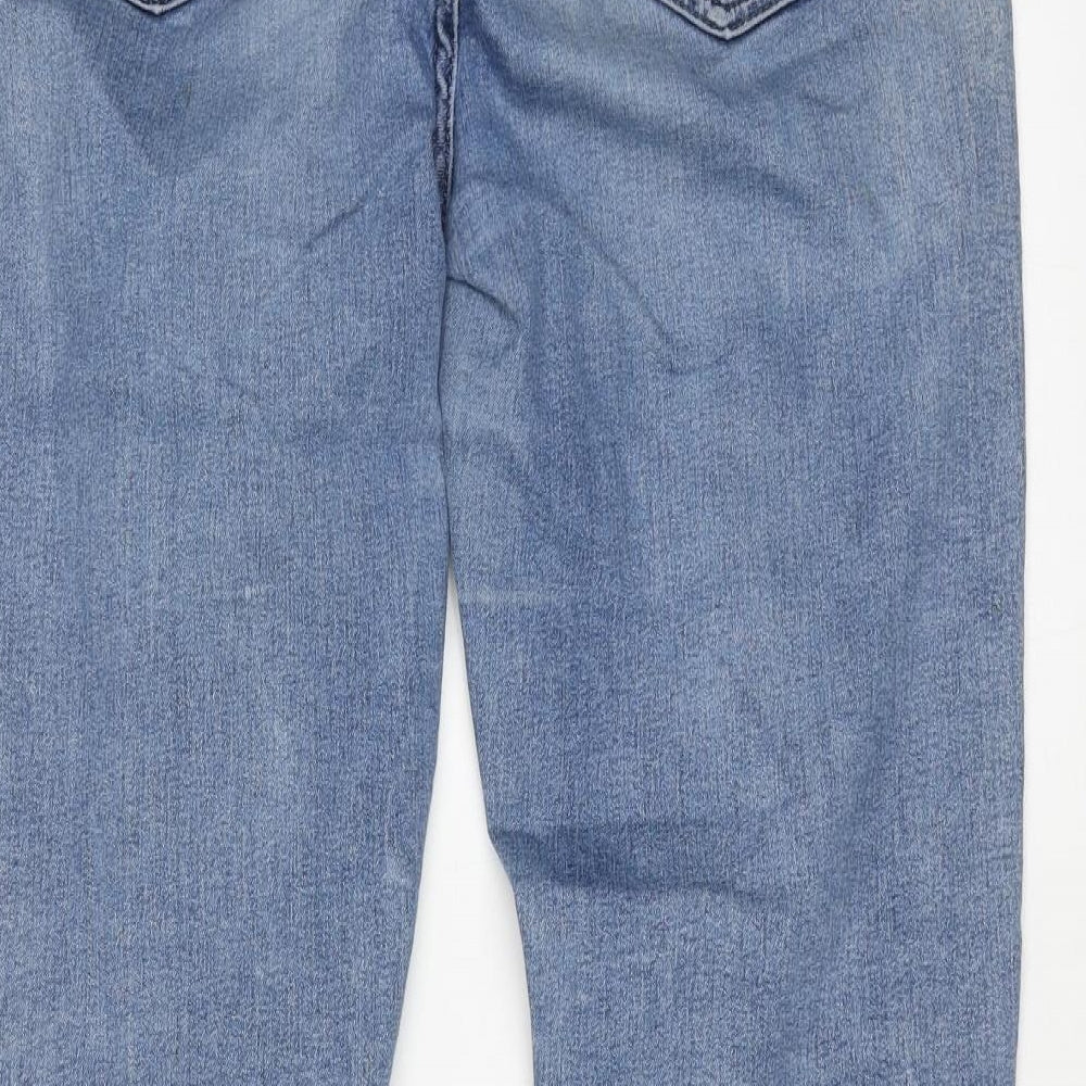 Marks and Spencer Womens Blue Cotton Skinny Jeans Size 12 L28 in Regular Button