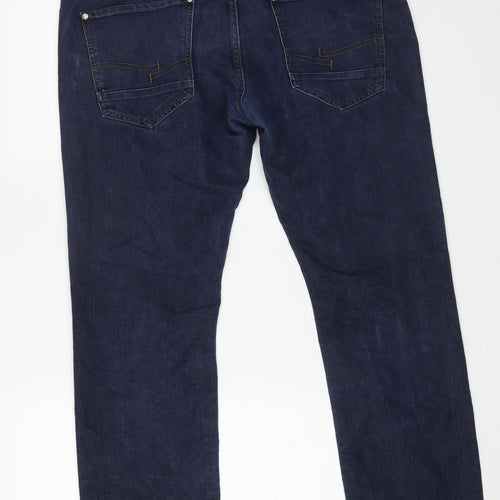 CROSSWATCH` Mens Blue Cotton Straight Jeans Size 40 in L27 in Regular Button