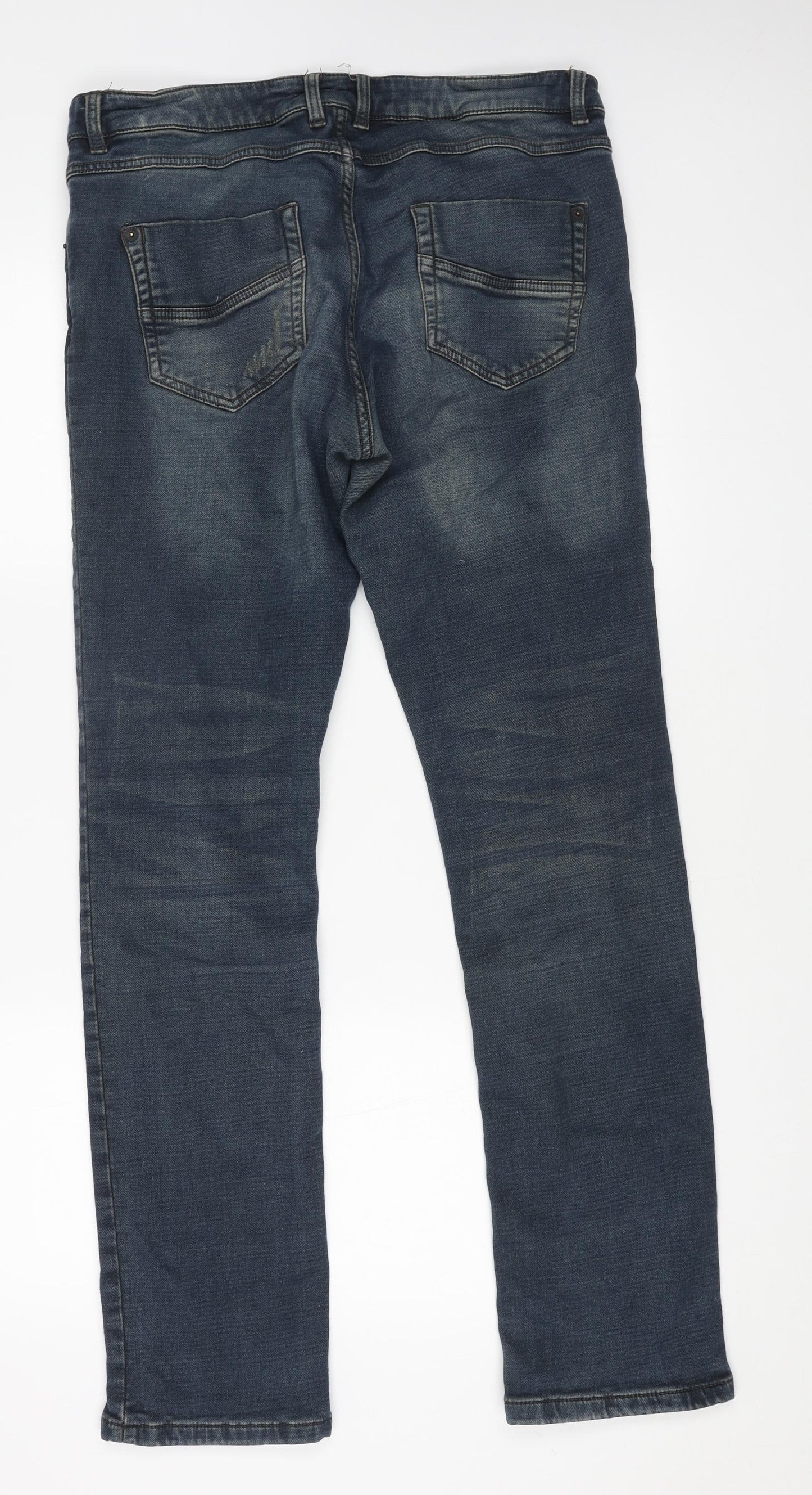 Livergy Mens Blue Cotton Straight Jeans Size 36 in L31 in Regular Button