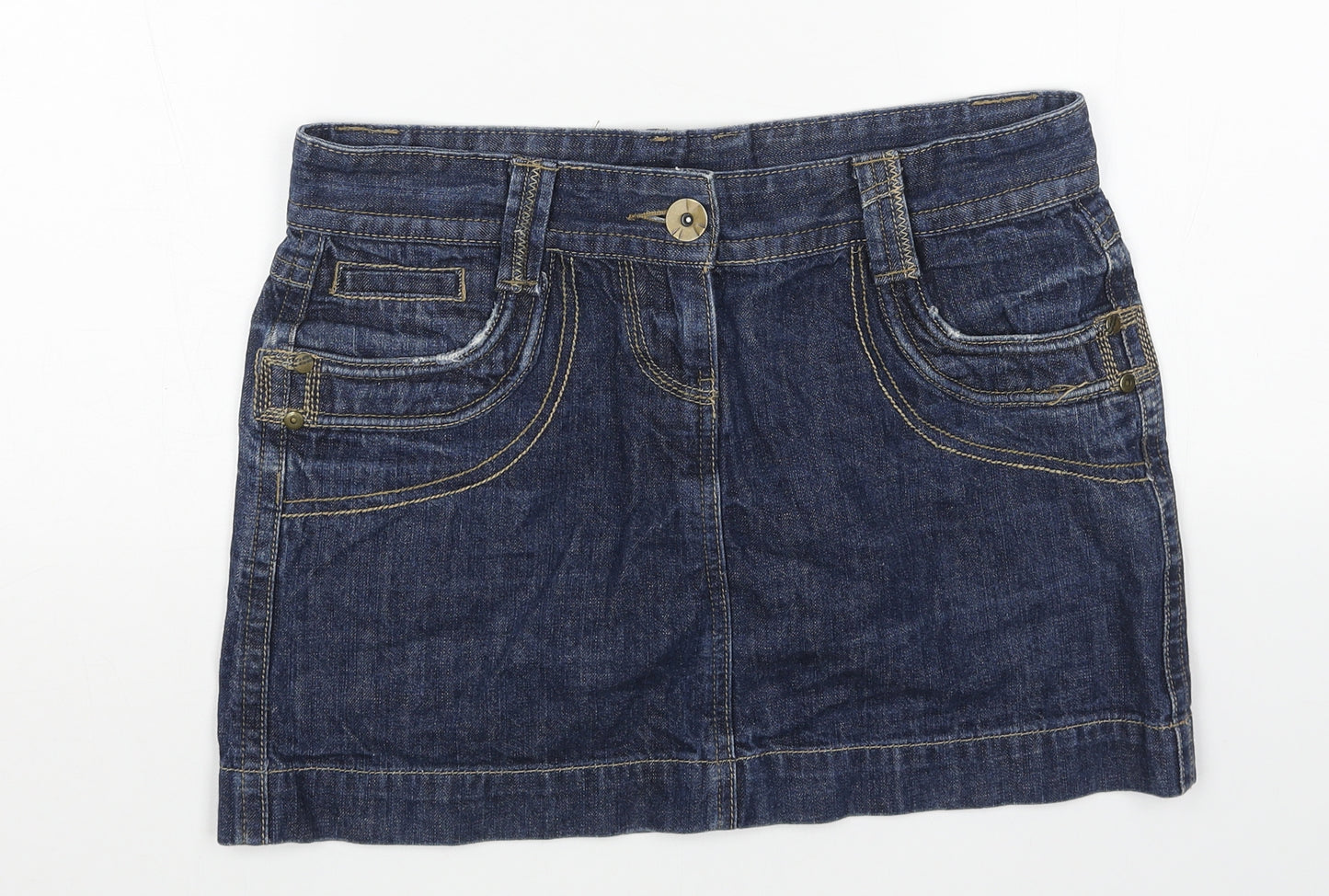 Dorothy Perkins Womens Blue Cotton Mini Set Size 10 Button
