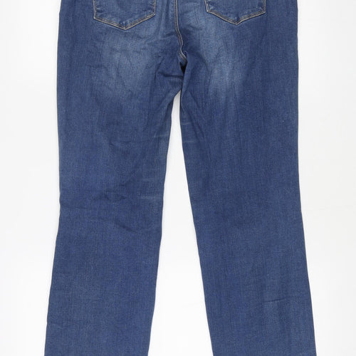 Marks and Spencer Womens Blue Cotton Straight Jeans Size 14 L30 in Regular Button