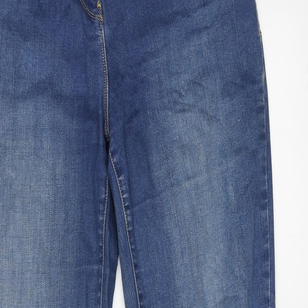Marks and Spencer Womens Blue Cotton Straight Jeans Size 14 L30 in Regular Button